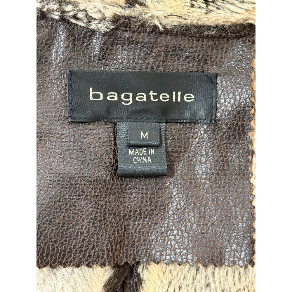 Bagatelle Womens Open Jacket Faux Leather and Fur Brown Size M - Picture 4 of 7